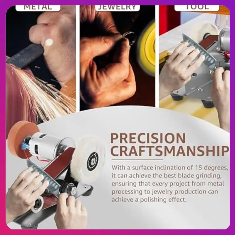 

ABKL-Mini Belt Sander,15 Degree Electric Belt Grinder,7 Adjustable Speed Electric Knife Polishing Sharpener Machine