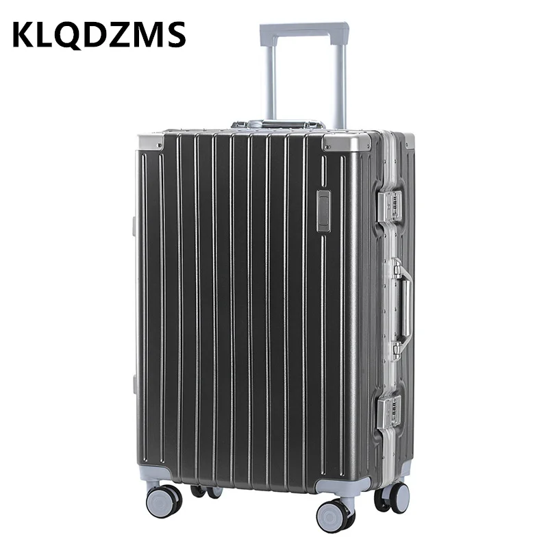 Imagem -04 - Klqdzms-alumínio Quadro Mala Trolley Case Anti-scratch Wear Boarding Box Bagagem de Rolamento Alta Qualidade 20 22 24 26