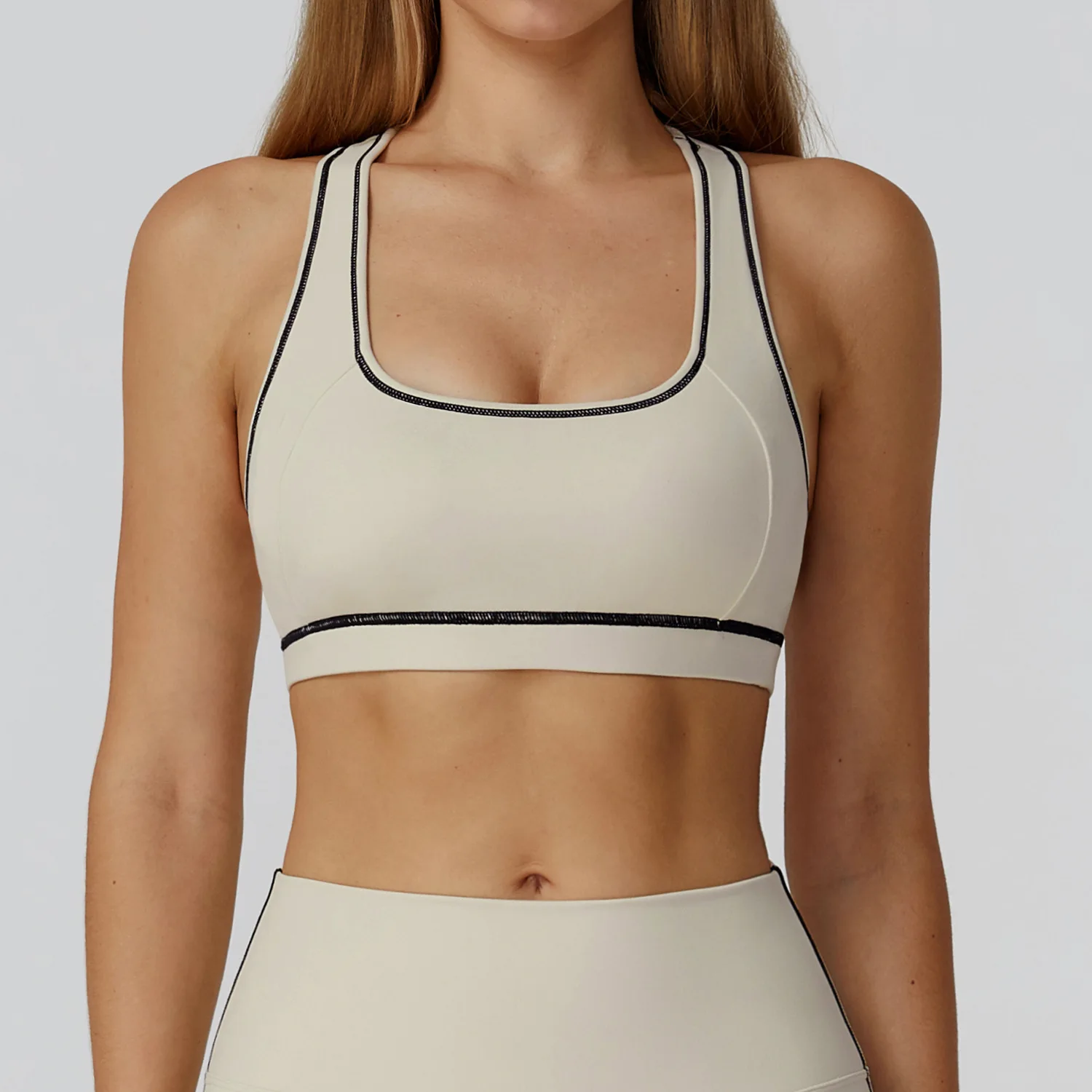 Summer Women Color block Gym Sports Bra Sexy Backless Knitted Bra with Chest Cushion Halter Bra Yoga Fitness Top Sport Underwear