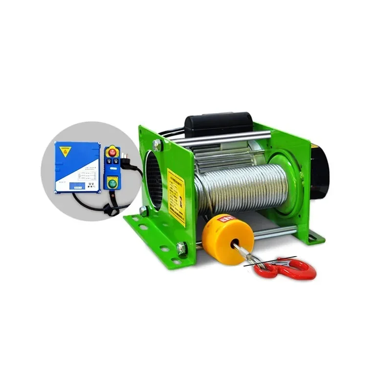 980W/1400W Wire Rope Hoist With Wireless Remote Micro Electric Hoist Electric Winch  220V 400kg/600kg