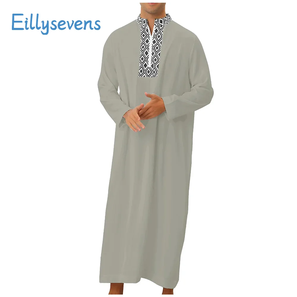 

Men'S Robe Daily Causal All-Match Regular Pullover Zipper Closure Casual Wear Home Outdoor Party Comfy Straight Muslim Robe