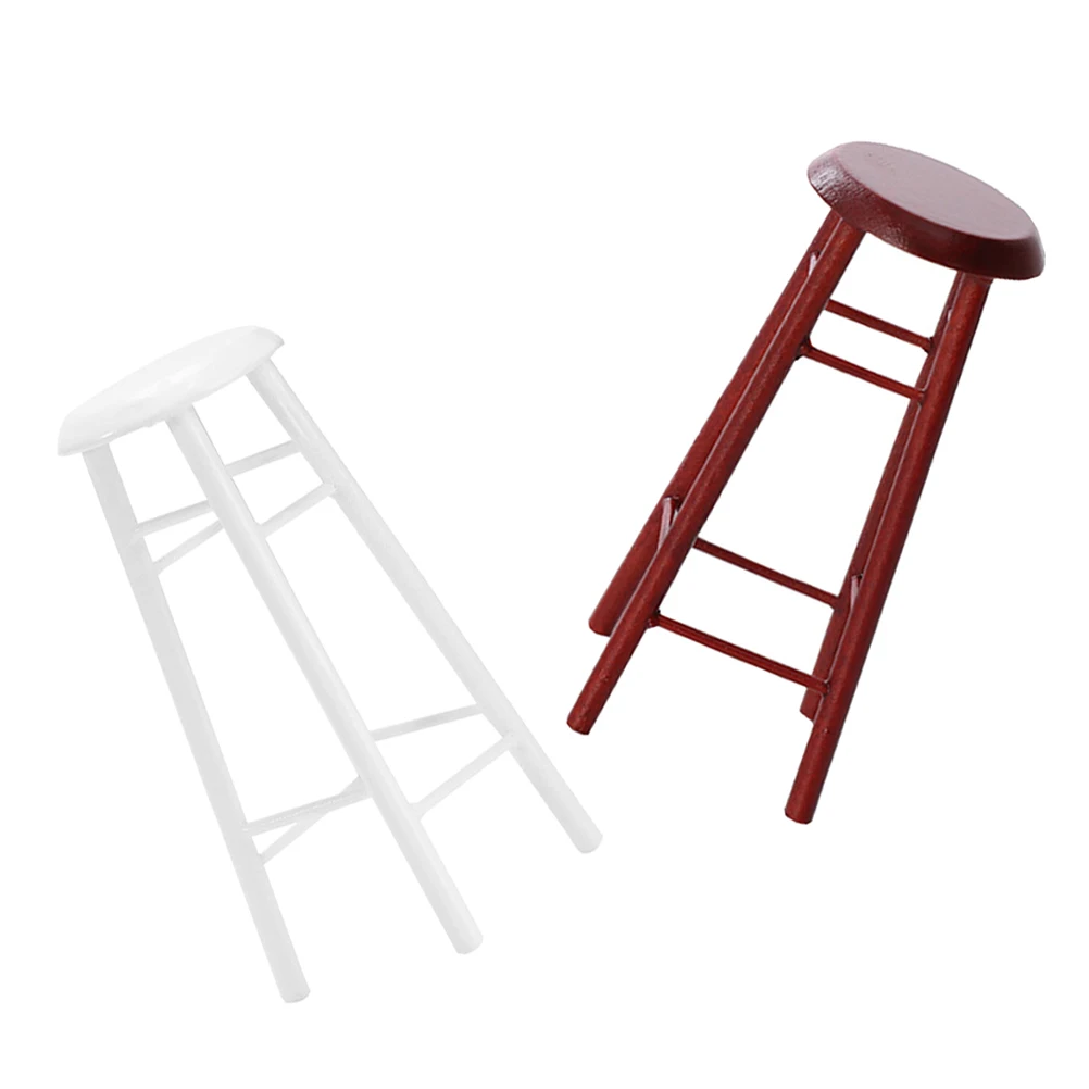 

2pcs Miniature Counter Realistic Dollhouse Wood High Vintage Chair For Crafts Desktop Decor Mini Scene Ornament Simulation
