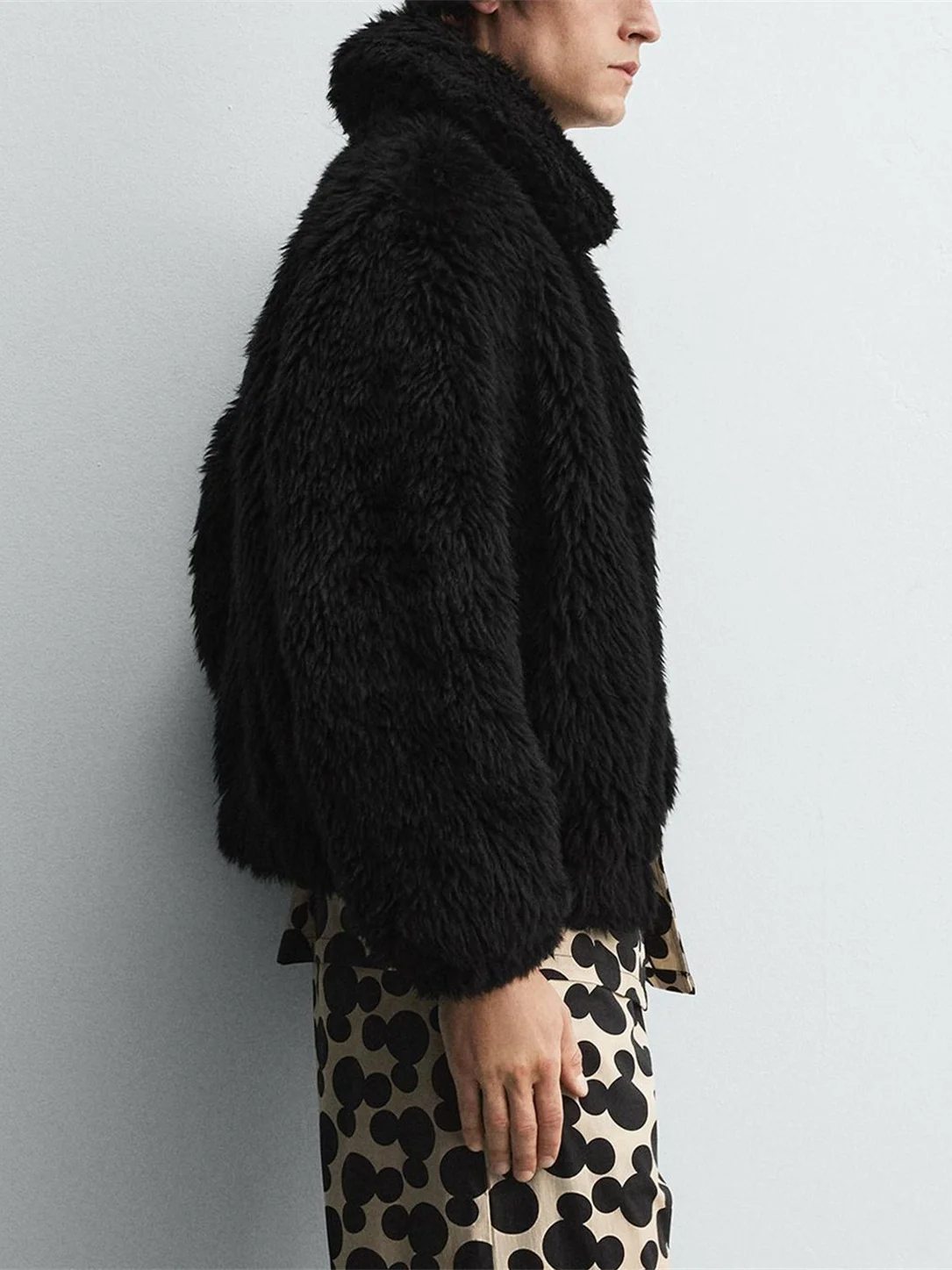 ملابس خارجية عصرية للرجال ذات تأثير جلدي طويل من Jaet Bla بياقة Jaet لخريف وشتاء جديد ملابس خارجية عصرية 5854302 #4