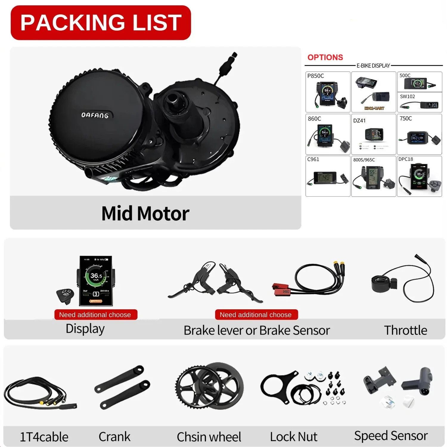 Kit de Conversión de Motor Central Bafang BBSHD 48V 52V 1000W UART BB 68mm 100mm 120mm para Bicicleta Eléctrica