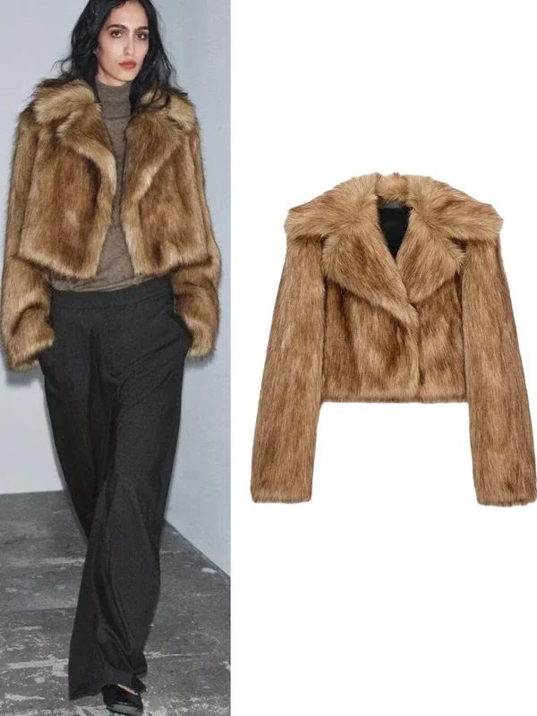 

Модная короткая куртка из искусственного меха для женщин, приталенная, элегантная, зимняя, новинка 3945243, повседневная, молодежная, универсальная