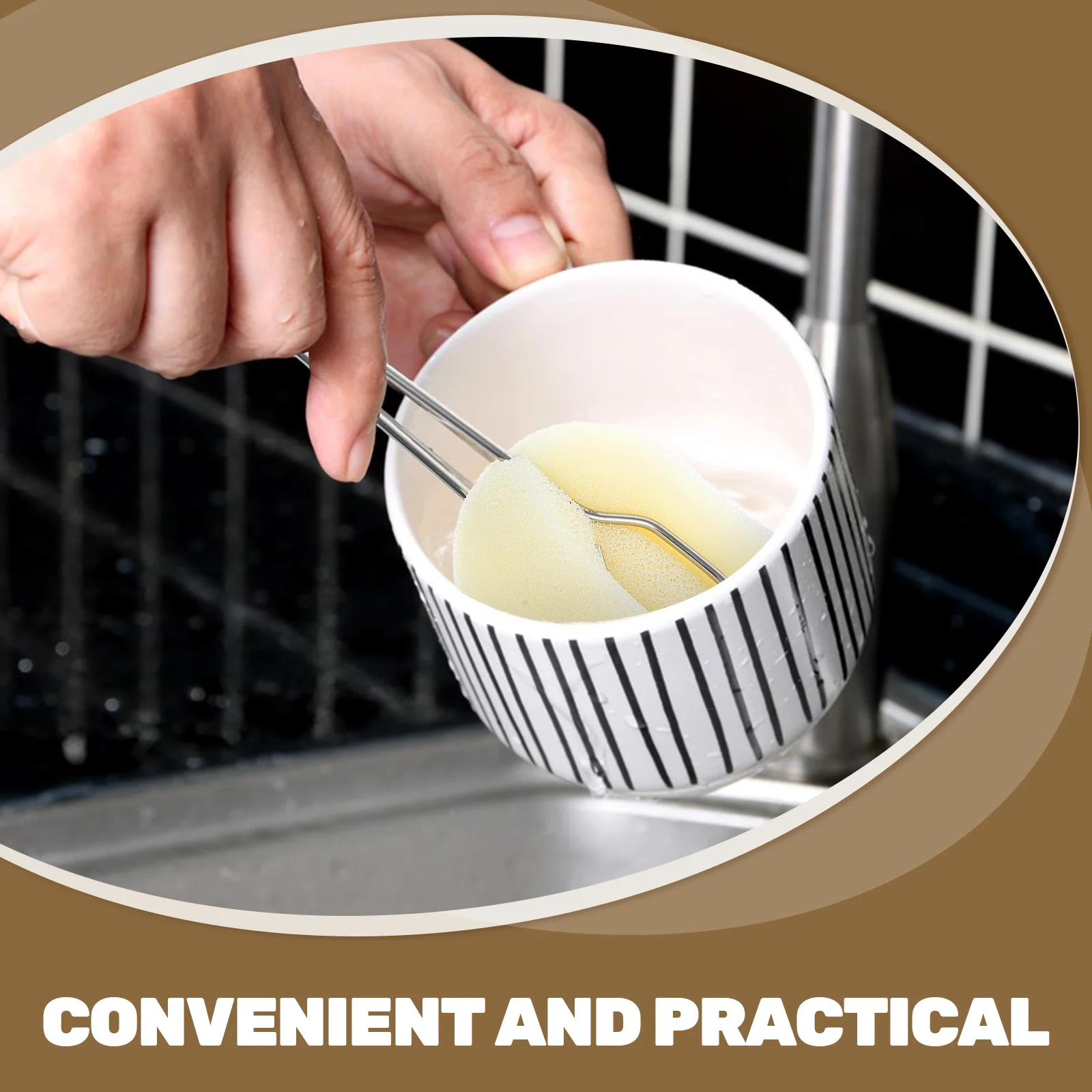 

Sponge Cup Brush Beige Stainless Steel Scrubber Bottle Cleaning Brush Water Bottle Cleaner Household Use Multi Function