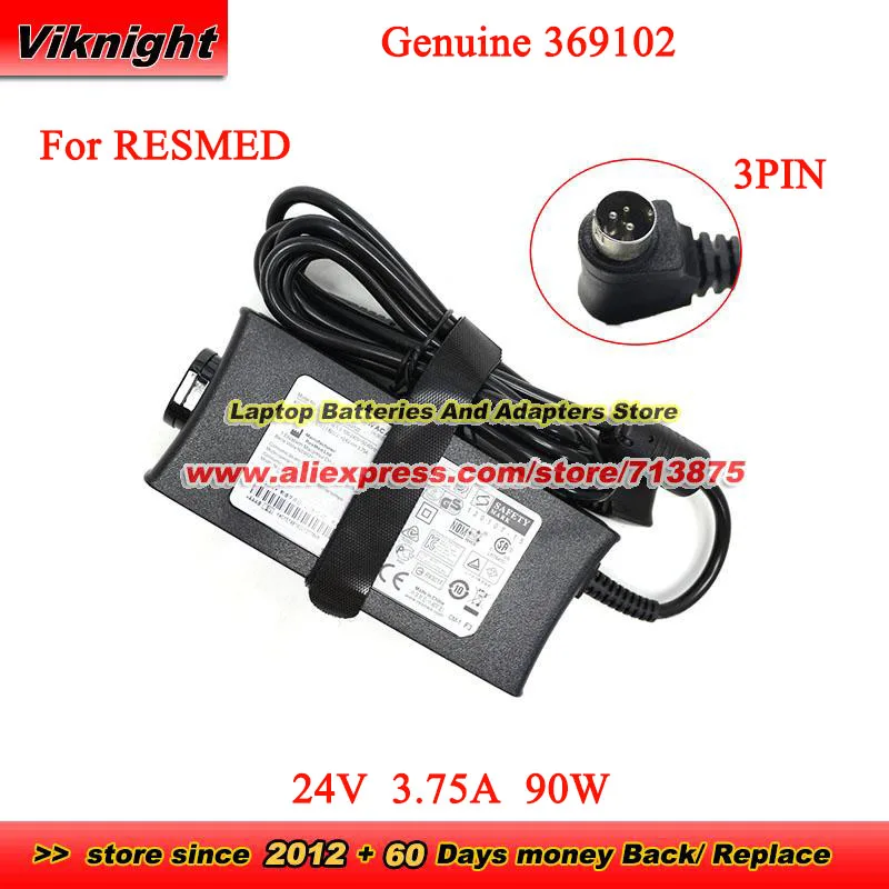 Genuine 24V 3.75A 90W AC Adapter 369102 for ResMed S9 SERIES CPAP S9 AUTOSET CPAP machines S9 IP21 IPX1 Power Supply 3PIN