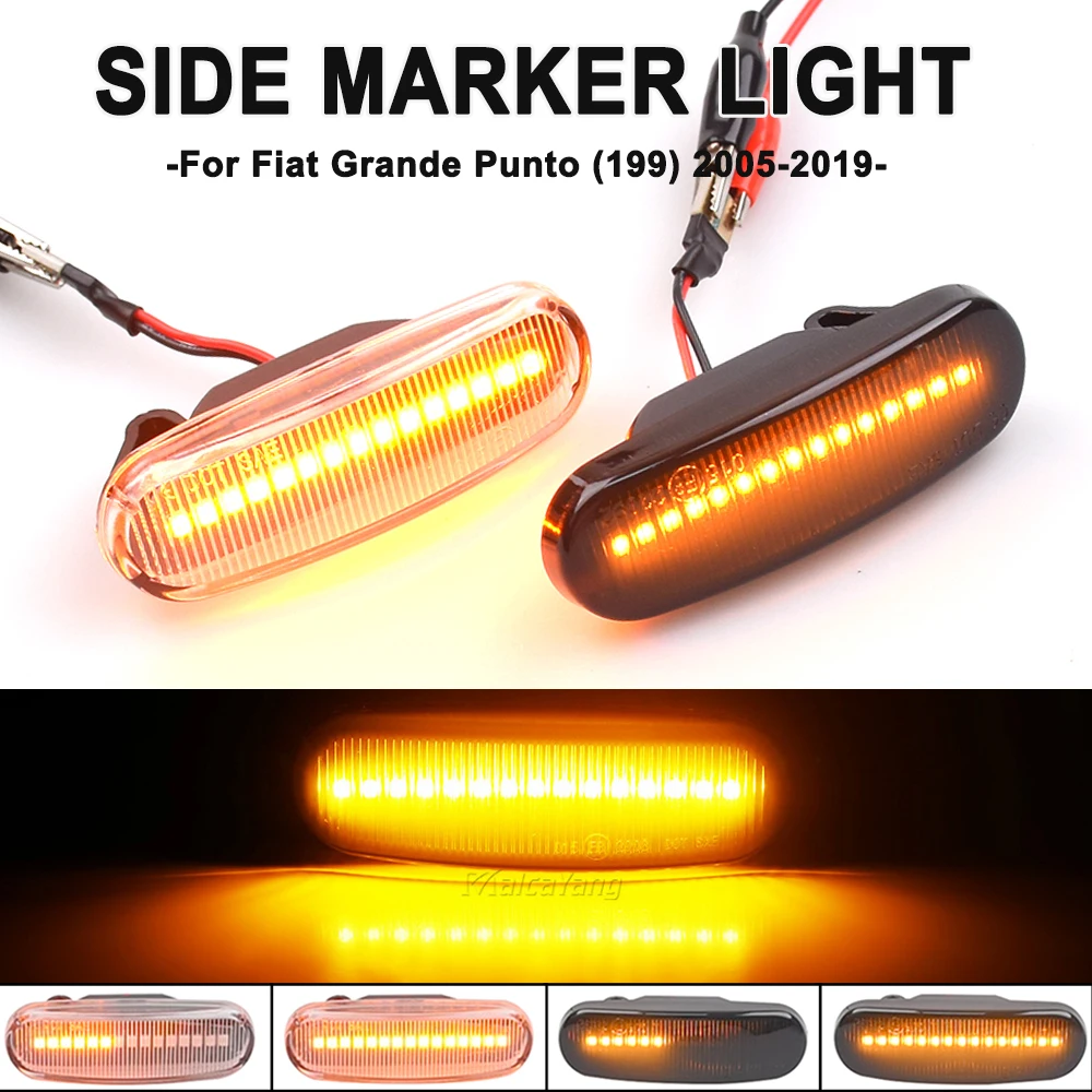 2x LED Side Marker Light Dynamic Sequential Lamp For Fiat Panda MK2 Mk3 Grande Punto 199 Doblo Fiorino 3 Idea 350 Linea 323 110