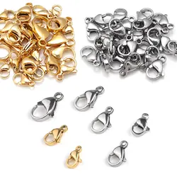 30PCS Stainless Steel 9/10/11/12/13/15mm Lobster Clasps Chain Claw Connectors for Bracelet Necklace DIY Jewelry Making