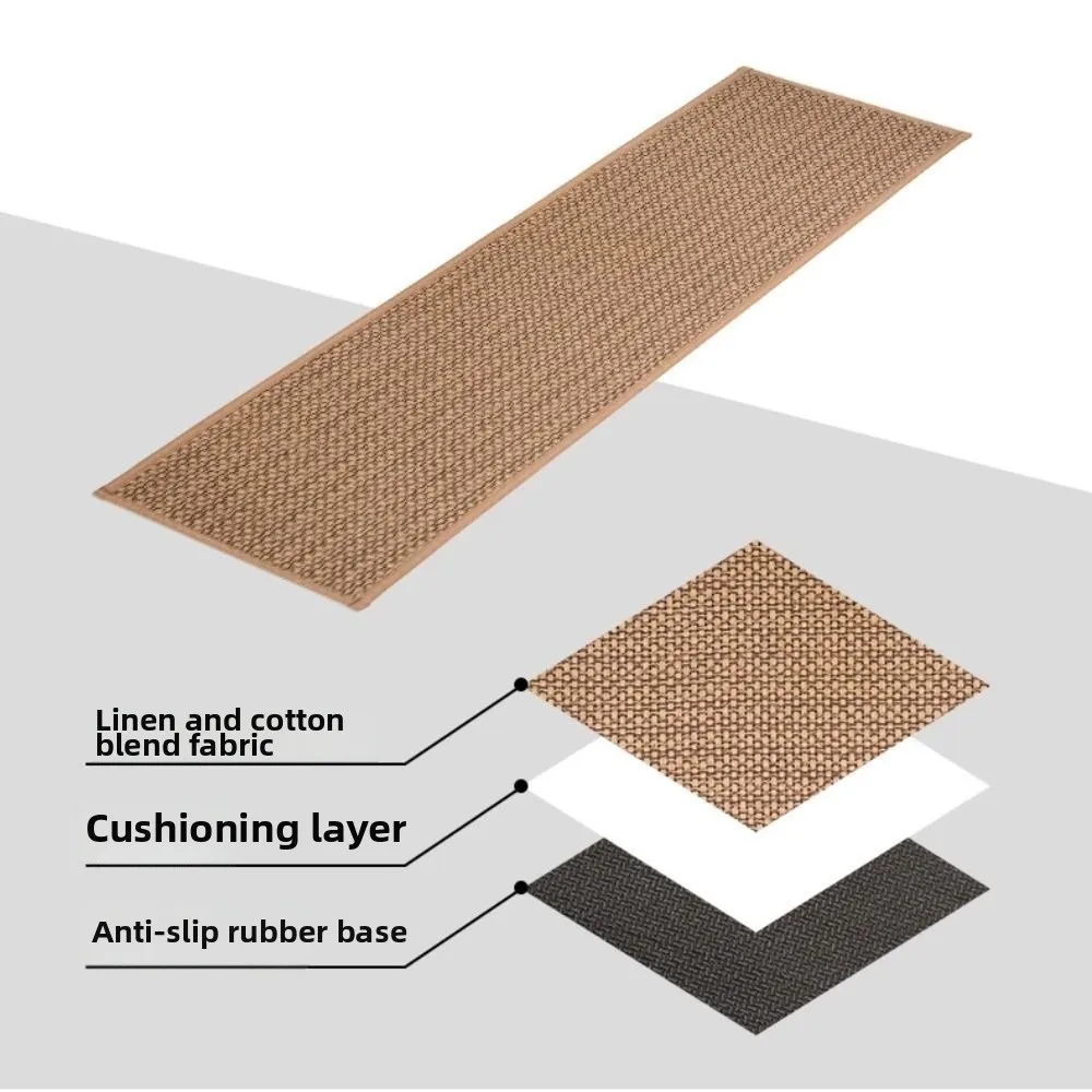 High Quality Non-Slip Stair Treads 8x30 Inch Washable Stair Mats Imitation Linen Reusable Stair Runner Rugs for Wooden Steps
