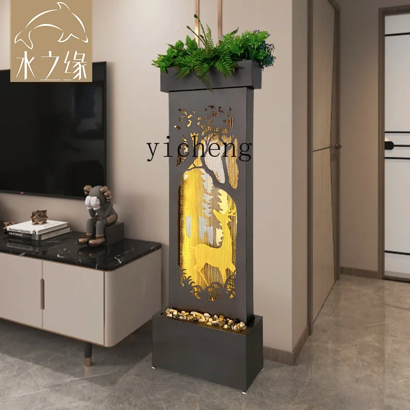 ZC living room sofa next to the floor running water ornament circulating water light luxury high-end landscape decoration