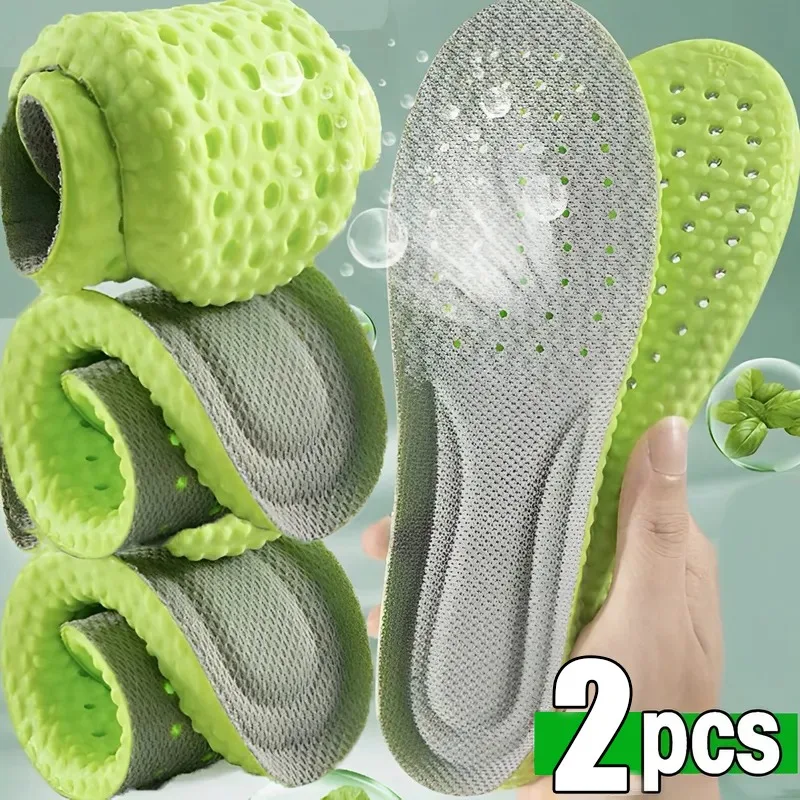 2PCS Sport Insoles for Shoes Sole Shock Absorption Deodorant Breathable Cushion Running Insoles for Man Women Orthopedic Insole