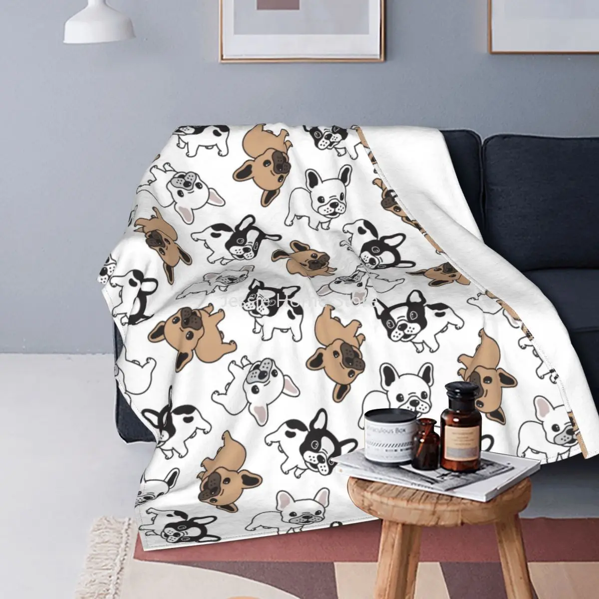 

French Bulldog Dog Blankets Coral Fleece Plush Summer Cute Lightweight Thin Throw Blanket for Home Outdoor Bedding Throws