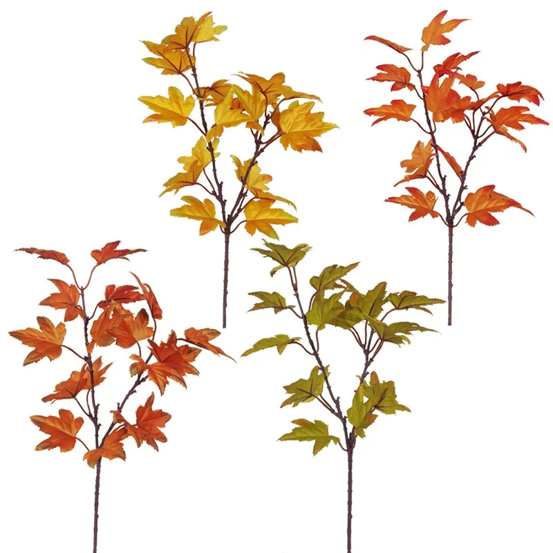 Artificial Canadian Maple Leaf Branch Autumn Rustic Wedding Decoration Accessories Fake Flower Plants Centerpieces For Tables