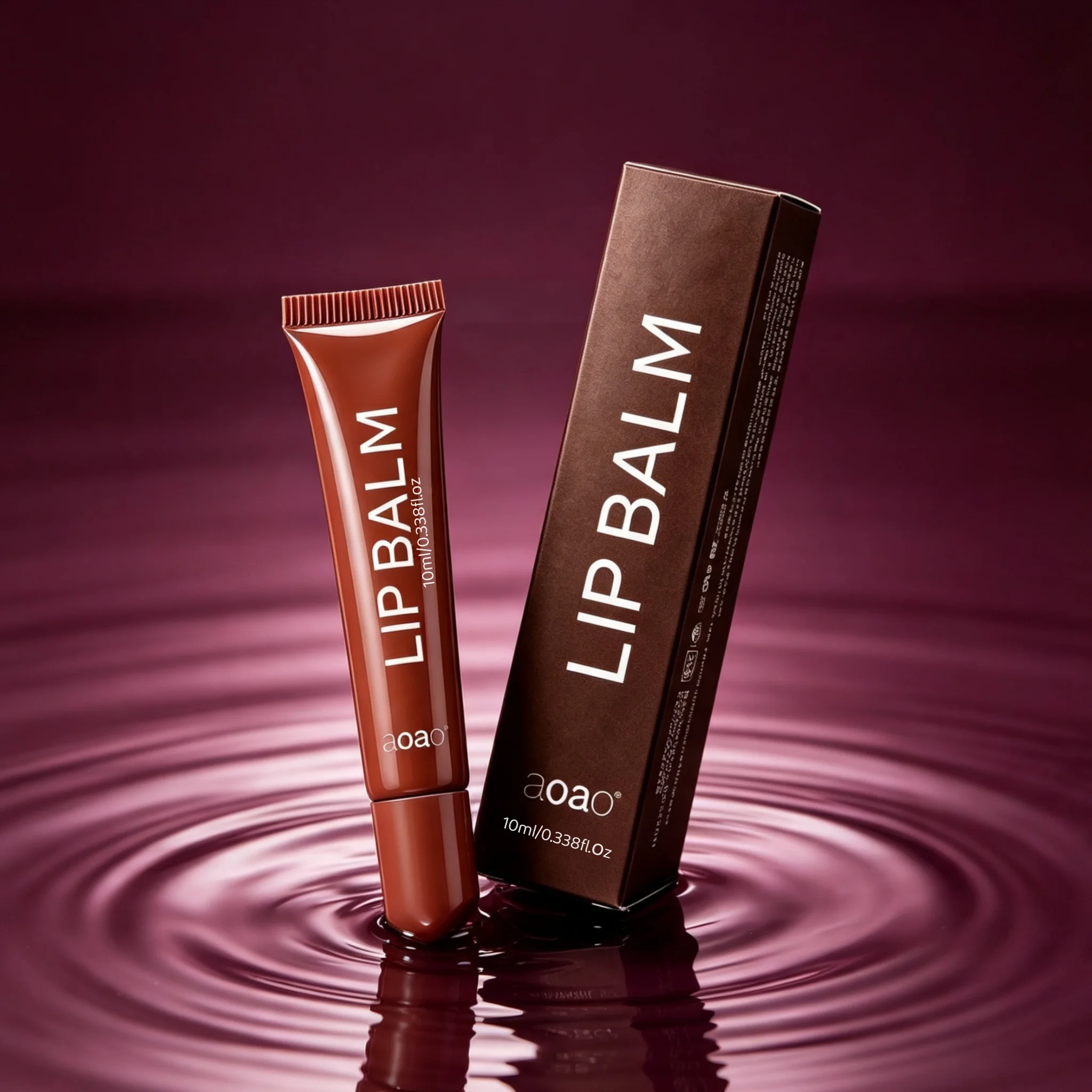 Chocolate Brown Tinted Lip Balm 10ml Mirror Shine Lip Gloss Moisturizing Hydrating Lip Tint Daily Lip Makeup For Women.