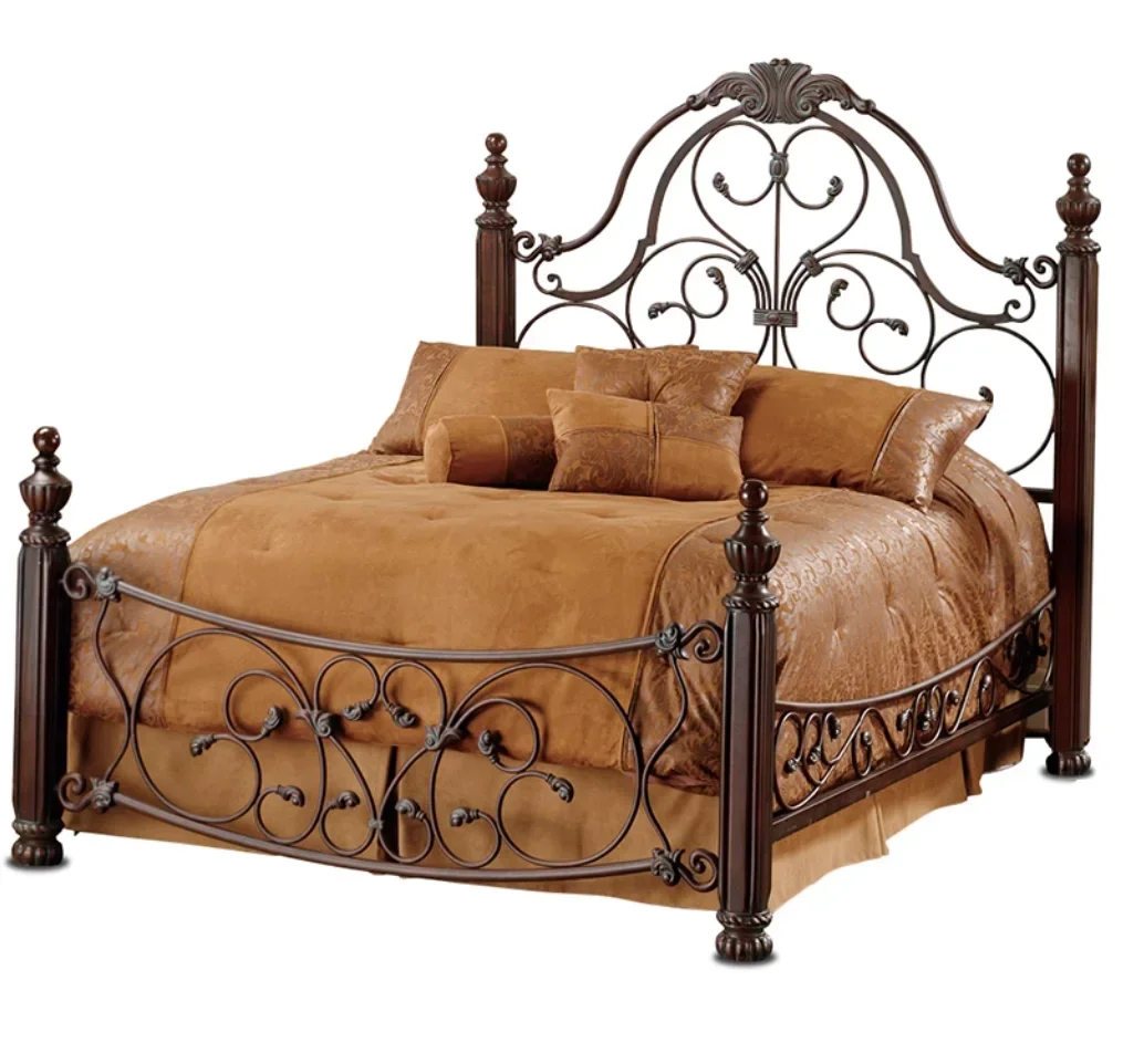 Wrought iron bed European vintage wrought Iron Bed 1.5m 1.8m Villa  Single bed Double