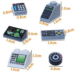 Gauges Controls Center Radar Screen Keypad Pattern Tile Building Blocks Printed 2x2 3069 3039 Slope Bricks City MOC Parts Toys