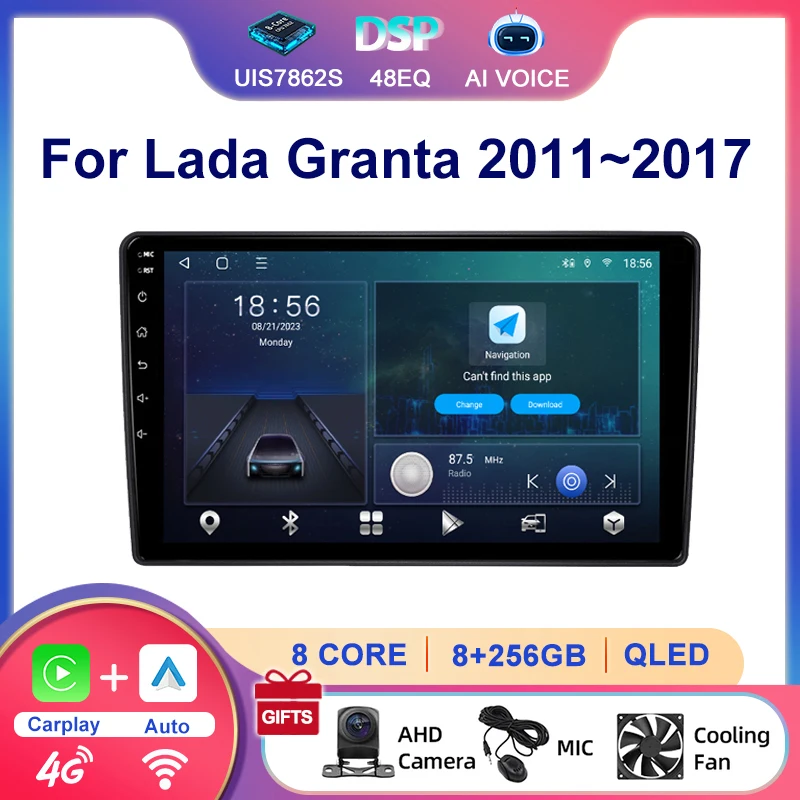 9 Inch Touch Screen Bluetooth Wireless Apple Carplay 2 Din Autoradio Android Multimedia Radio Player For Lada Granta 2011~2017