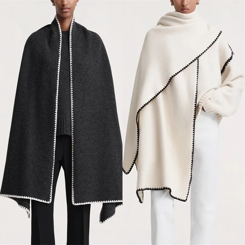 

2025 Autumn/Winter Minimalist Men'S And Women'S Warm Shawl Oversized Knitted Scarf