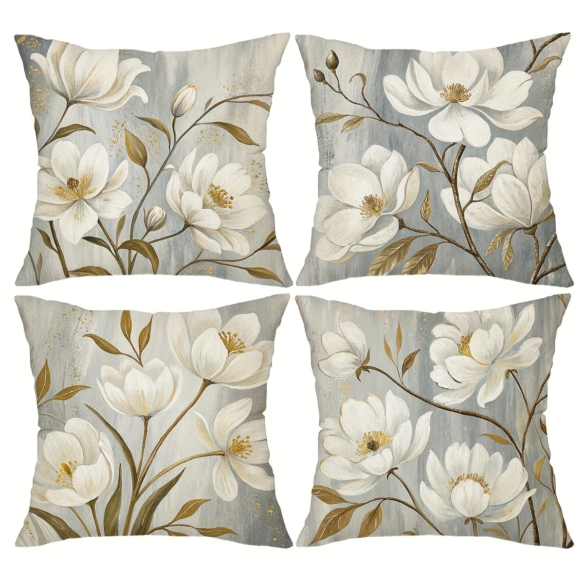 Short plush material pillowcaseRefined Light - toned Floral Pillow CoversLiving room sofa cushion cover, soft and comfortable, b