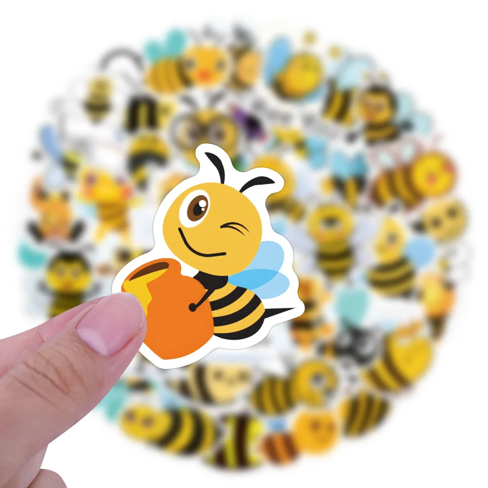 10/30/60PCS Kawaii Bee Stickers Cute Cartoon Insect Decals Decoration For Skateboard Laptop Luggage Phone Bike Car Kids DIY Toys