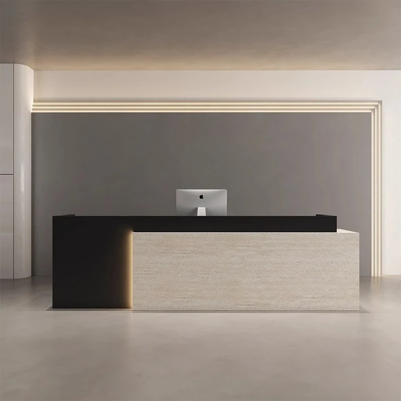 

Light Luxury Simple Modern Beauty Salon Hotel Company Lobby Customer Center Desk Table Reception Desks Office Furniture Led Lamp