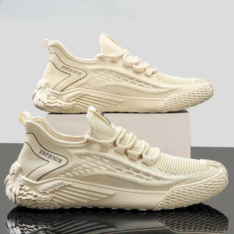 

Мужские кроссовки на шнуровке, сетчатые туфли с круглым носком, дышащие удобные кроссовки, повседневные легкие прогулочные кроссовки