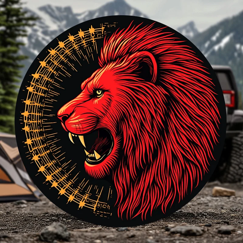 1pc Majestic Red Pattern Car Spare Tire Cover, Tailored For Your Stylish Personalized SUV, Off-Road Vehicle, For Jeep, Truck, RV