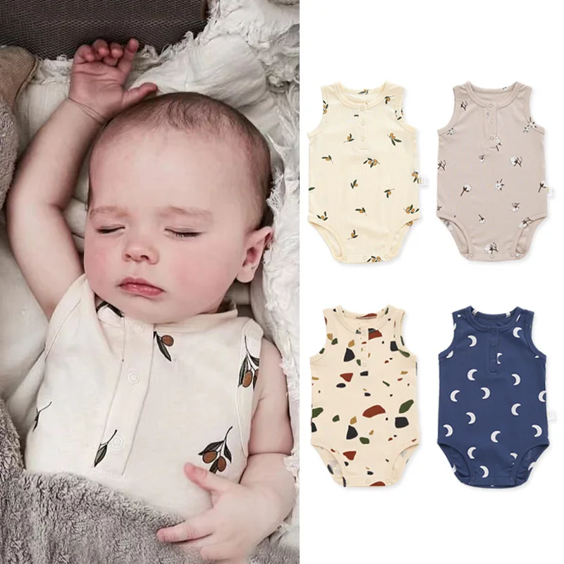 Summer Cotton Baby Boys Girls Romper Sleeveless Clothes Newborn Infant Romper Onepiece Fashion Baby Clothing