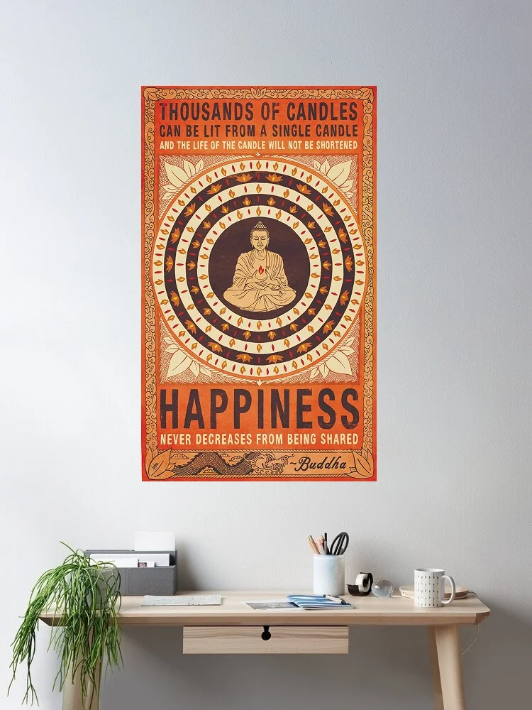 Thousands Of Candles, HAPPINESS Buddhist Motivational Quotes , Art Print Silk Poster Home Wall Decor