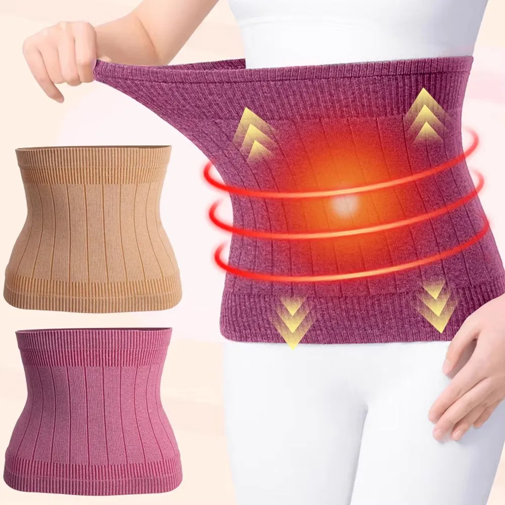 Winter Thermal Waist Support Elastic Abdomen Back Pressure Warmer Inner Wear Lumbar Support Belt Stomach Protector Wrap Band