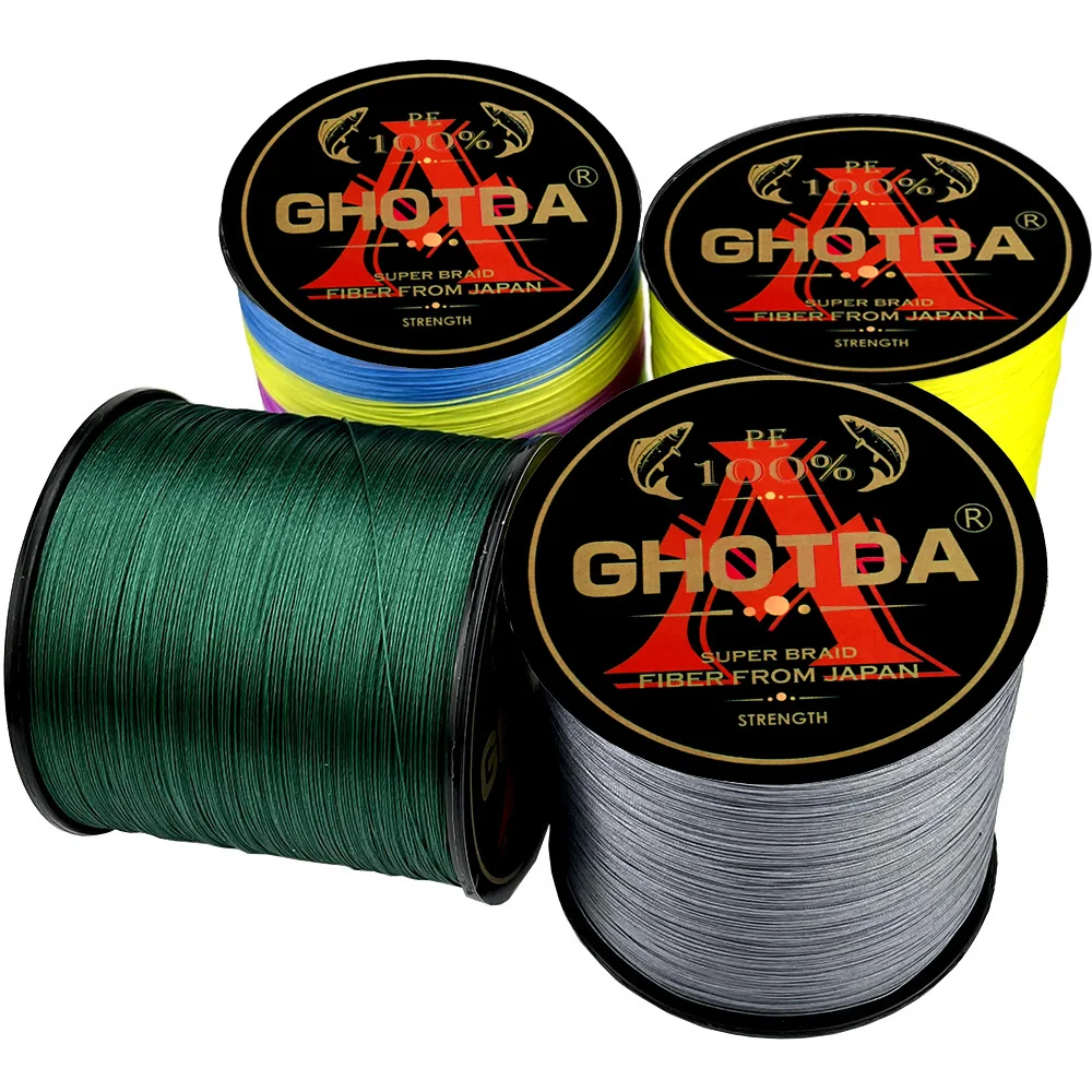 MultiColor Multifilament Braided Fishing Line 0.16-0.55mm Strong PE Main Wire 100/300/500M 12 Strands 25lb~120LB Big Game Pesca