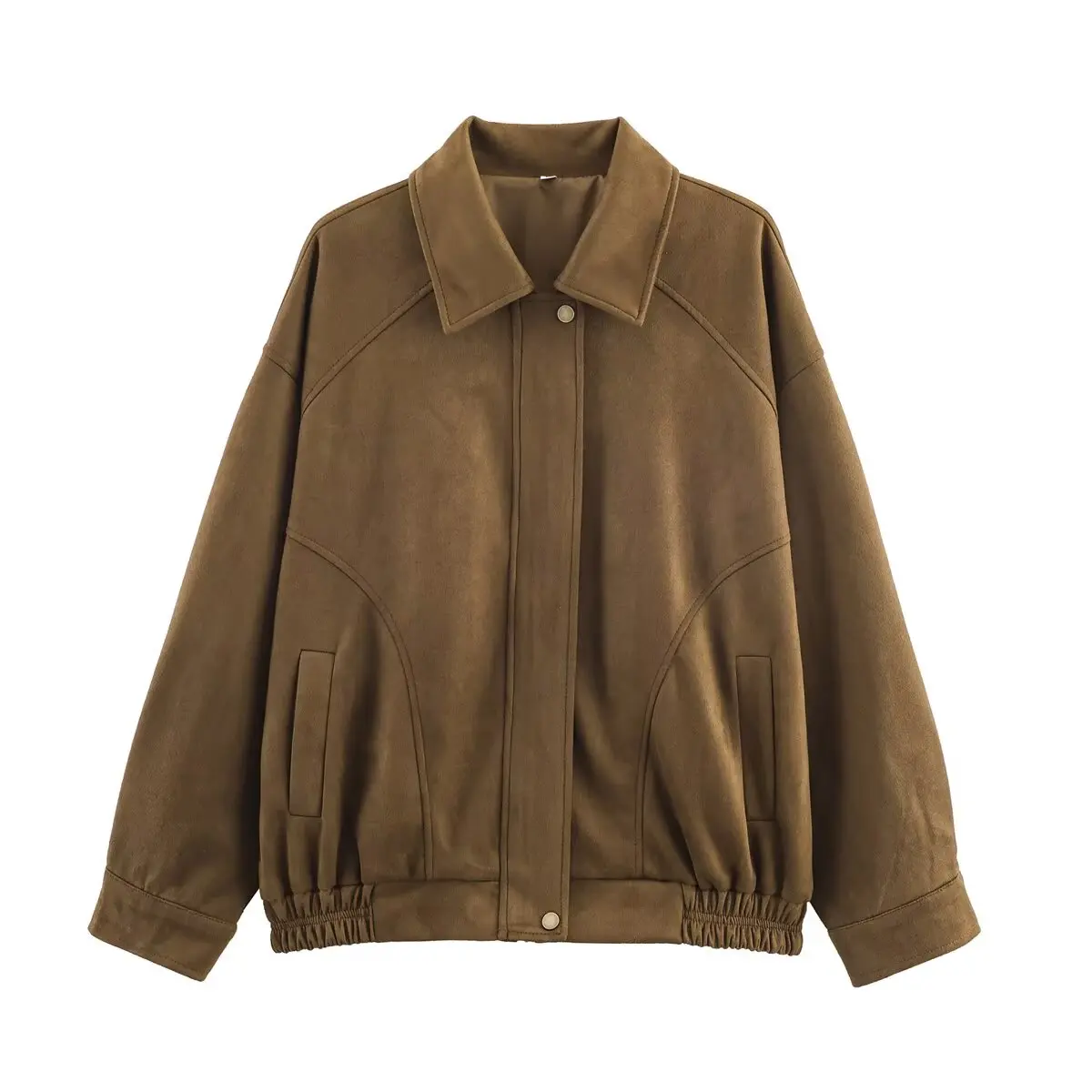 معطف نسائي على الطراز العتيق موضة الخريف/الشتاء بأكمام طويلة وسحّاب وياقة سترة نسائية عالية الشارع معطف مقصوص