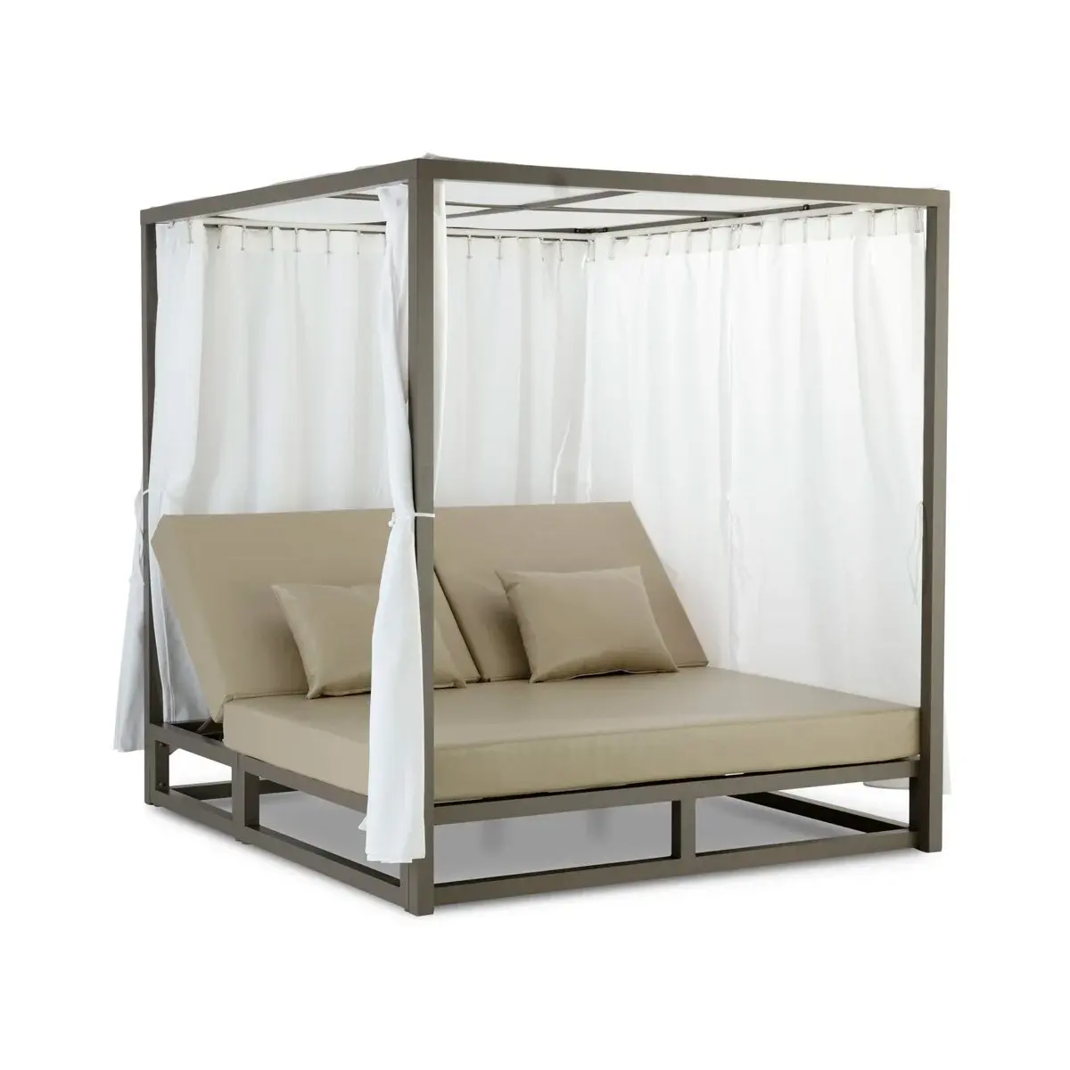 Outdoor Furniture Pool Aluminum Daybed Patio Set Garden Sun Bed Double Lounger with Shade Cover Pool Sun Lounger Day Bedpromote