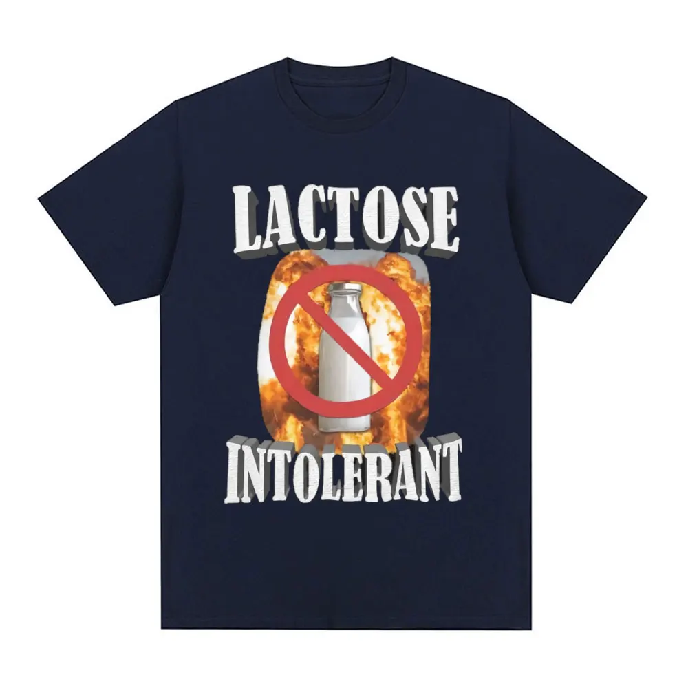 Funny Lactose Intolerant Graphic T-shirt Men\'s Clothing Fashion Hip Hop Vintage Short Sleeve T-shirts Cotton Tee Shirt Oversized
