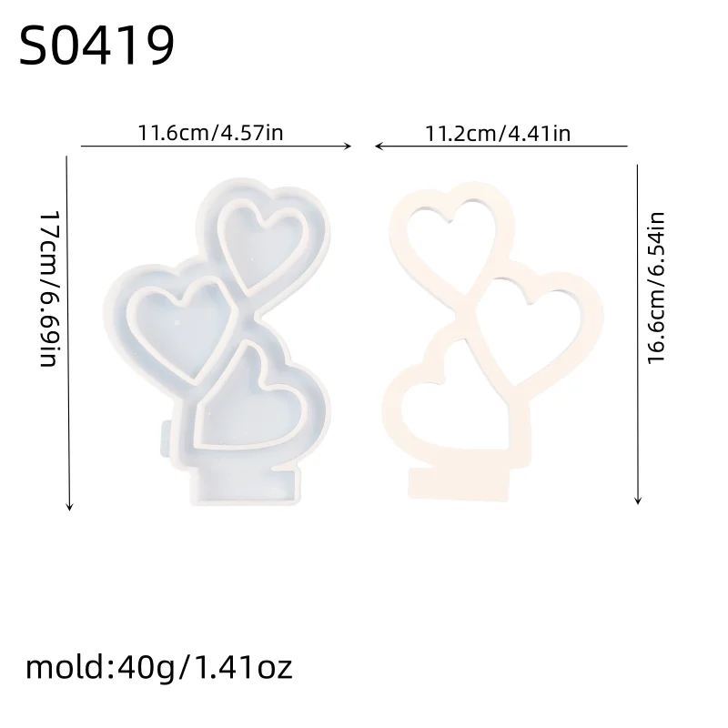 Love Wedding Decoration DIY Silicone Mold Hollowed Out Three Love Heart Plugs Plaster Moulds