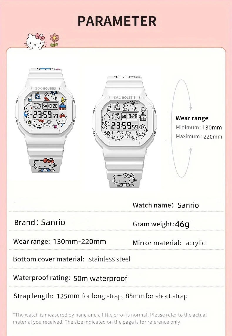 Sanrio Hello Kitty Watch LED Digital Watchs Student Versatile Silicone Watch Children\'s Wrist Watch Waterproof Sports Kids Clock