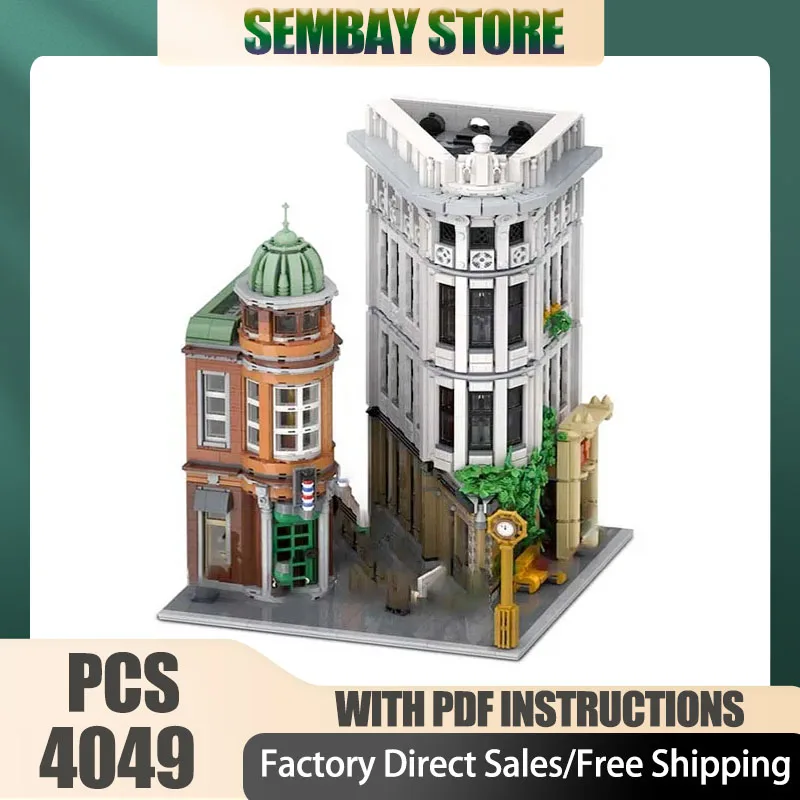 

Городской вид на улицу Moc, строительные блоки, модульная модель здания Flat Iron, модель фильма, кирпичи, сделай сам, сборка, строительные игрушки, набор, подарки