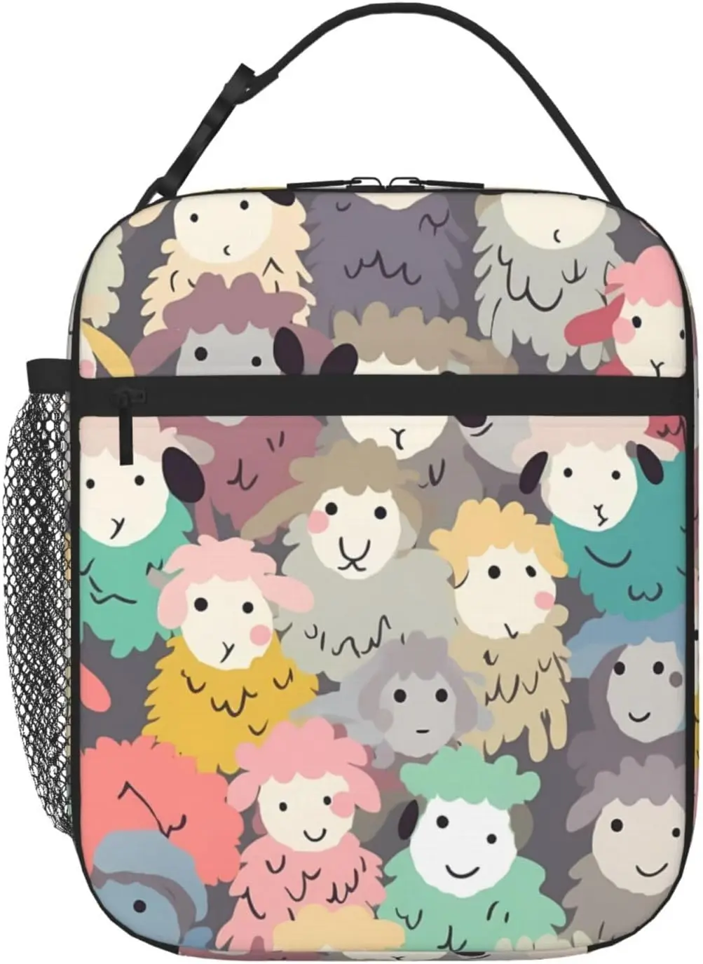

Insulated Lunch Box Cute colorful sheep cartoon pattern Lunch Bag for Women Men Cooler Bag Lunch Tote Bag