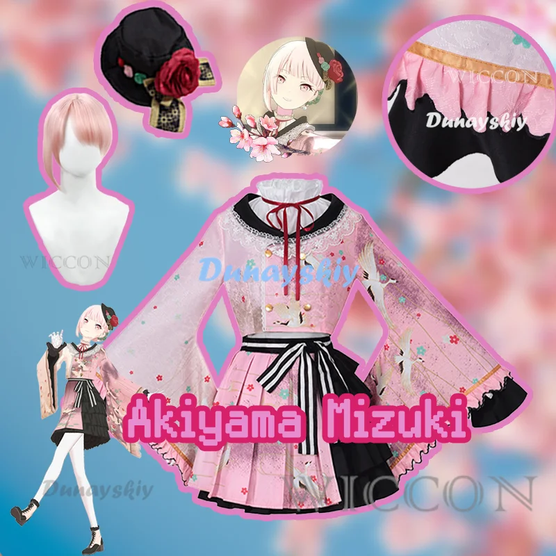 Akiyama Mizuki PJSK Game Anime Cosplay Costume Wig 25:00 At Nightcord Cute Lolita Dress Suit Maid Clothing Halloween Party