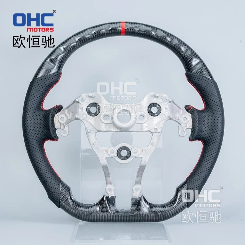 For Elantra GT/Nthe modern I30N custom modified flat-bottom sports steering wheel made of perForated leather and carb