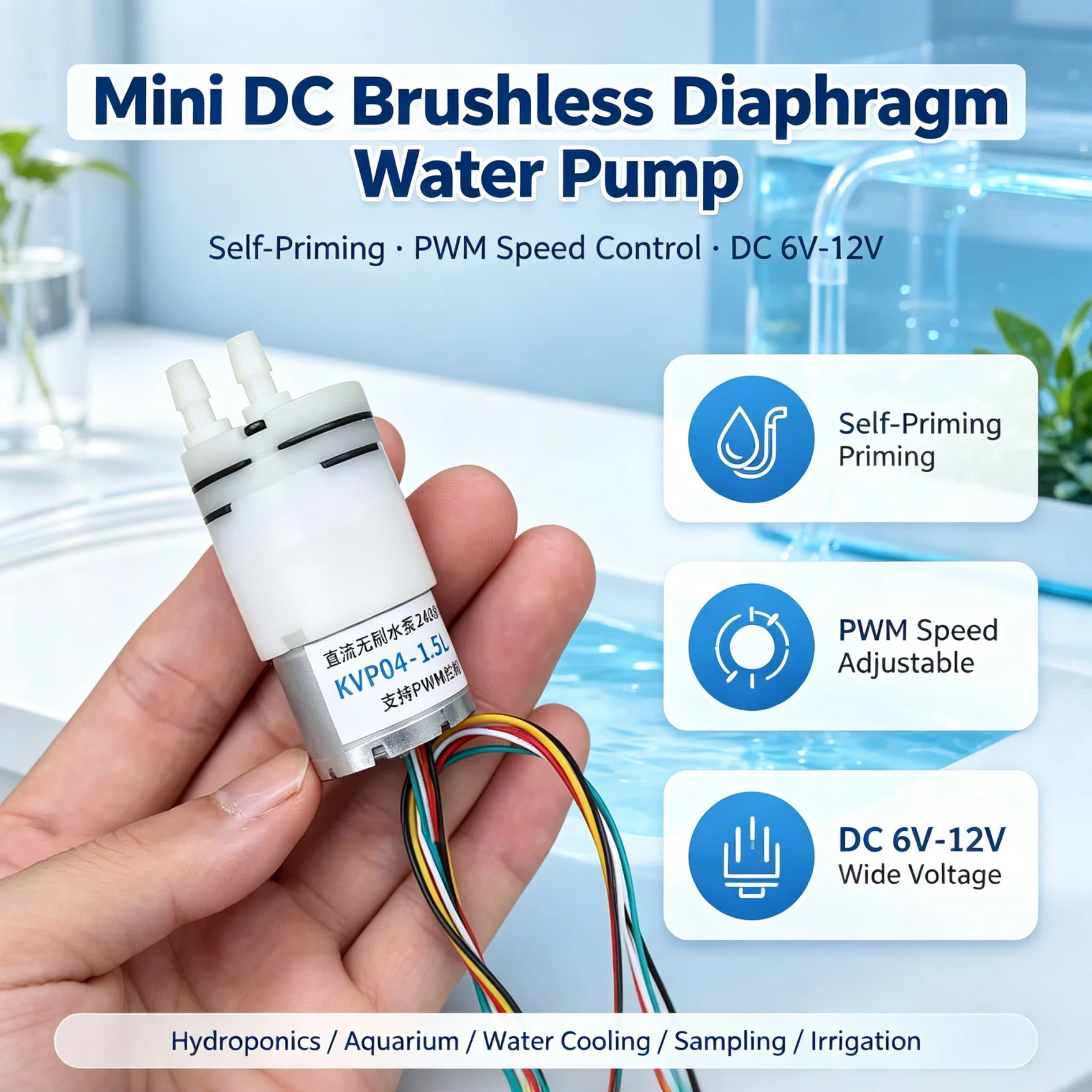 Mini 310 DC 6V 9V 12V Brushless Water Pump Micro Diaphragm Self-Prim Ing Suction PWM Control Sampling Pump for Long Life