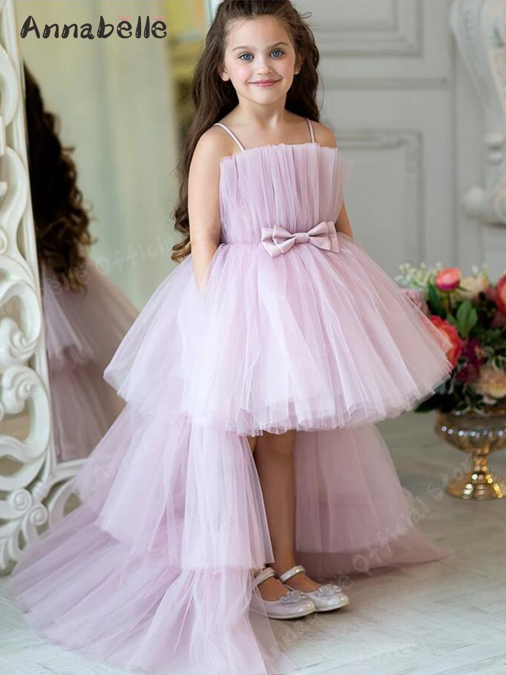 Annabelle Ball Gown For Girl Sleeveless Assymetrical Scalloped Girl Ceremony Dress For Wedding Performance Dresses