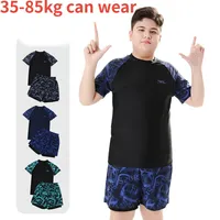 Children's Swimwear with Cap, Short Sleeve, Two Piece Swimsuit for Men, Teenagers, Young Boys, New, Hot Spring Bathing Suit