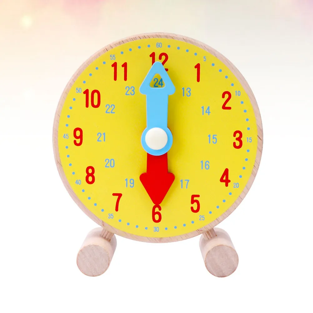 

1Pcs Wooden Kids Early Educational Clock Colorful Moveable Hands Stand Holder Learning Time Clock for Baby Toddler