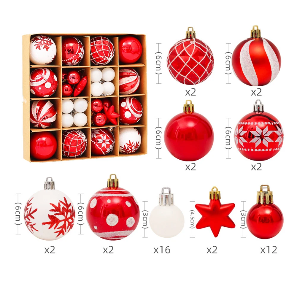 6cm Red Christmas Tree Ball Hang Ornament Merry Christmas Decoration for Home Xmas Gifts Christmas Pendant New Year Decor