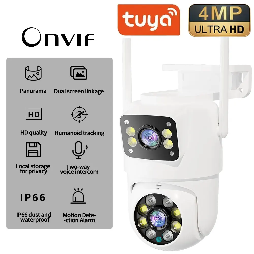 

Tuya 2K 4MP Onvif Wifi Outdoor Camera Dual Lens Auto Tracking Night Vision Security Protection CCTV Surveillance lP Camera