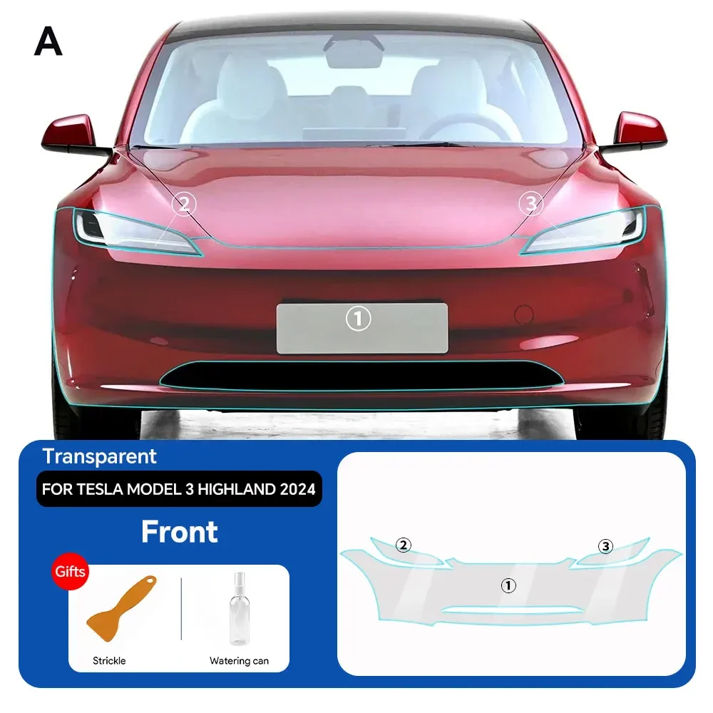 Verfbeschermingsfolie voor Tesla Model 3 Highland 2024 8,5 dikke voorgesneden auto doorzichtige TPU PPF-kit transparante sticker autosticker