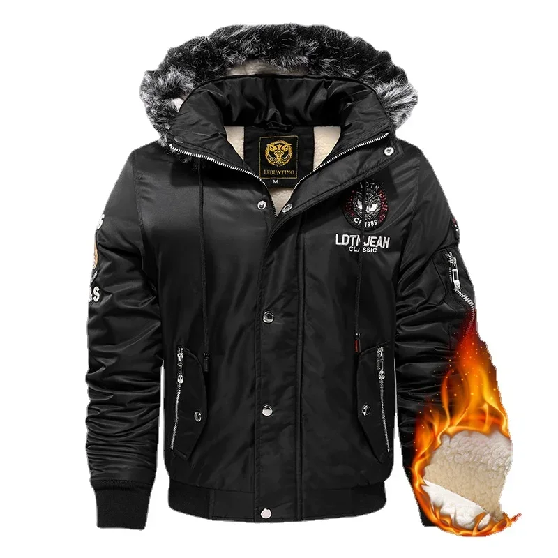 New Winter Men Hooded Down Jackets Fleece Parkas Warm Coats Male Outwear Casual Winter Coats Good Quality Men Slim Jackets 5XL