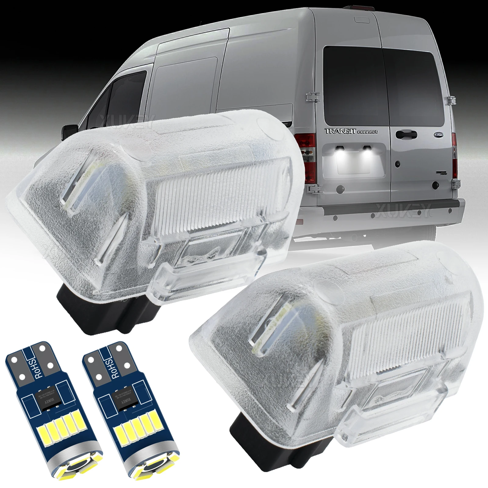 LED License Number Plate Light & FREE Side Light Bulbs Parking Lamp For Ford Transit MK4 MK5 MK6 MK7 85-13 Connect 02-13 4388111